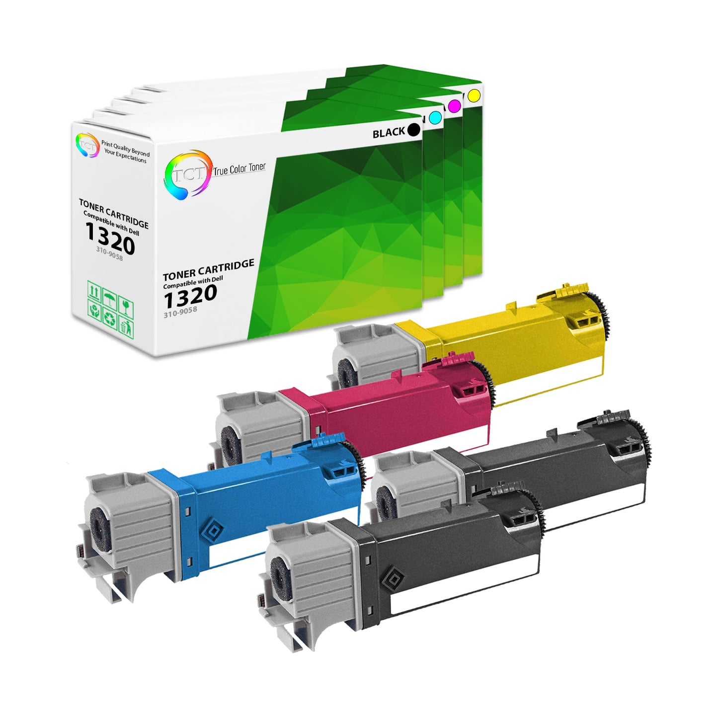 TCT Compatible Toner Cartridge Replacement for the Dell 1320 Series - 5 Pack (BK, C, M, Y)