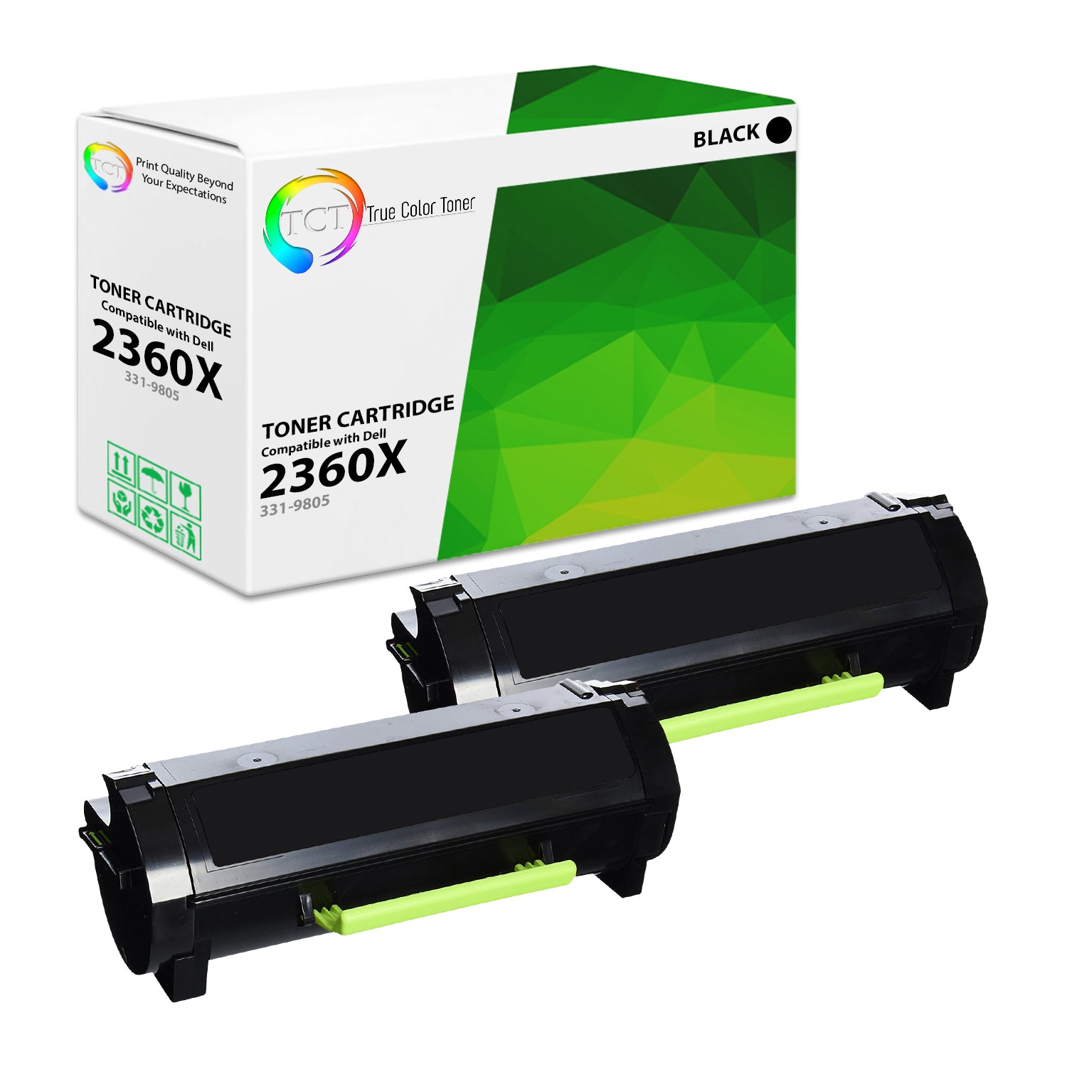 TCT Compatible High Yield Toner Cartridge Replacement for the Dell 2360 Series - 2 Pack Black