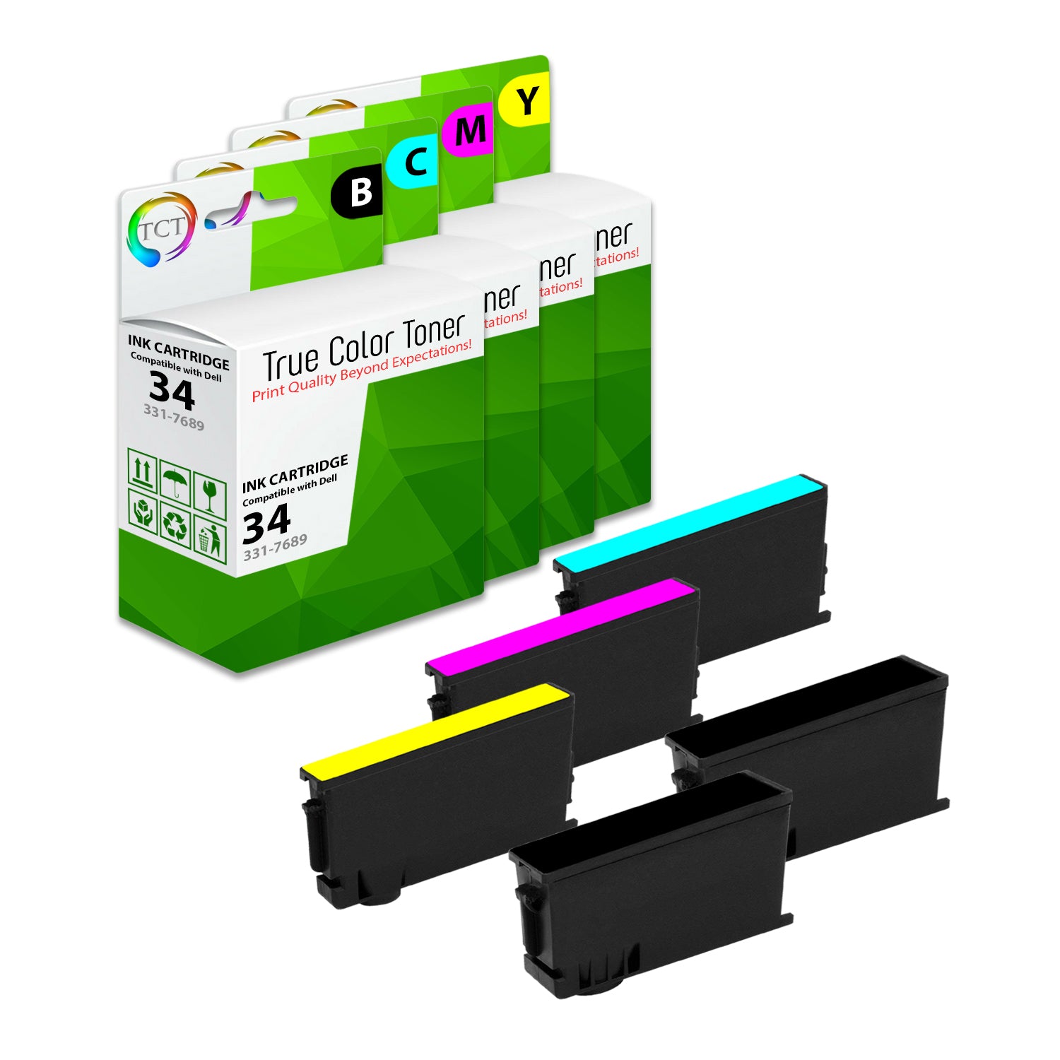 TCT Compatible Ink Cartridge Replacement for the Dell 34 Series Series - 5 Pack (B, C, M, Y)