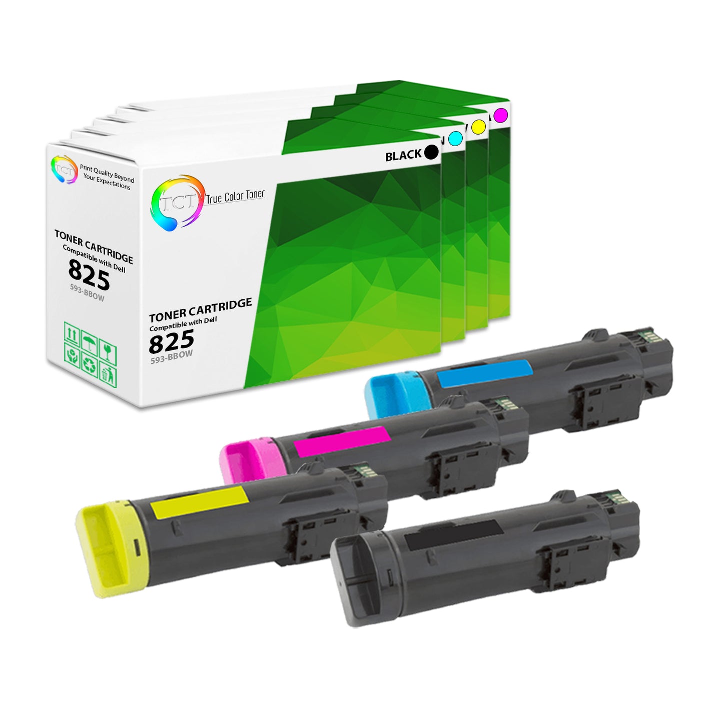 TCT Compatible Toner Cartridge Replacement for the Dell 825 Series - 4 Pack (BK, C, M, Y)