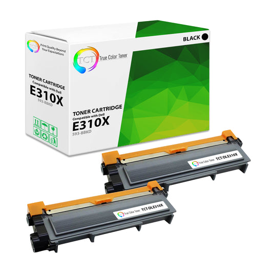 TCT Compatible High Yield Toner Cartridge Replacement for the Dell E310X Series - 2 Pack Black