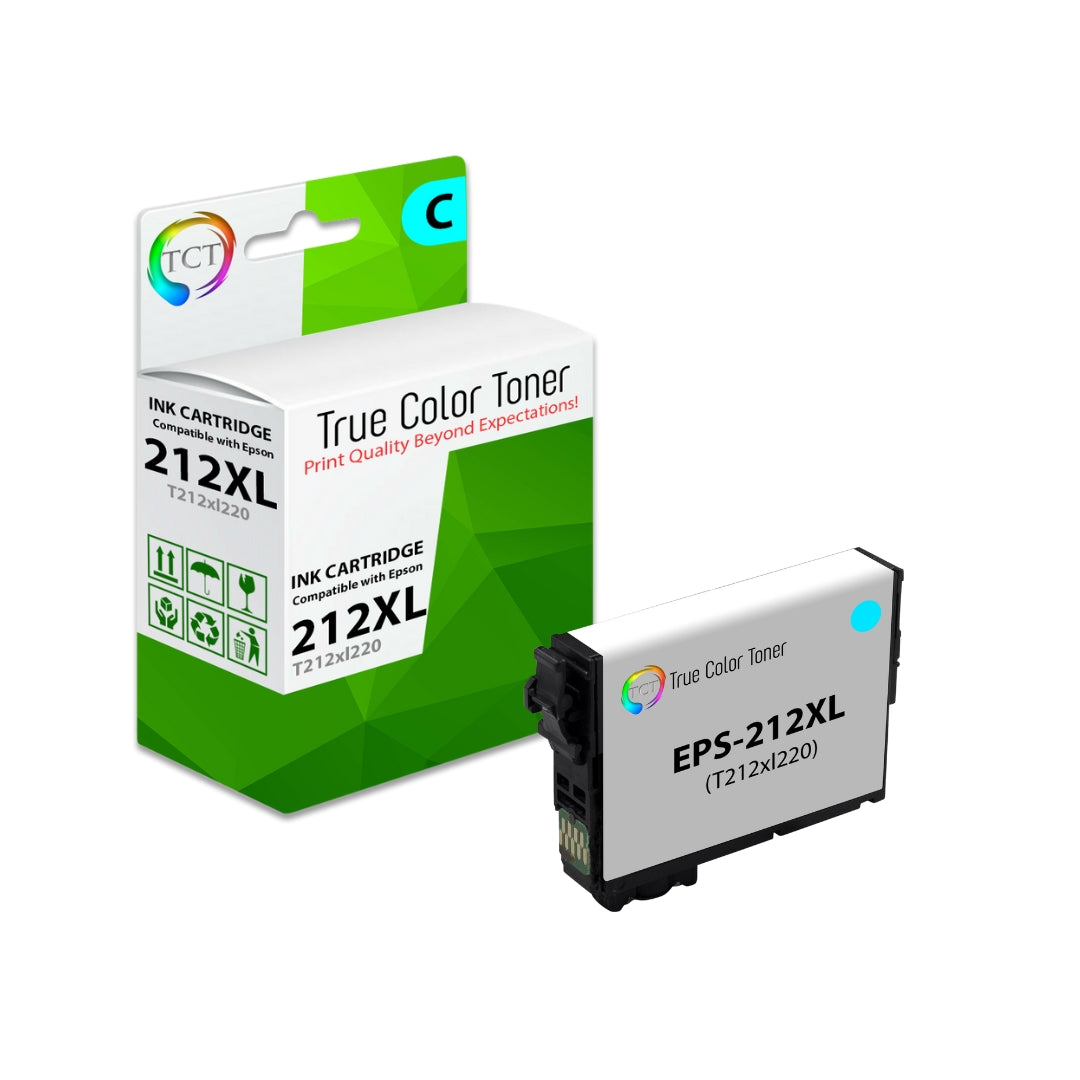 TCT Remanufactured High Yield Ink Cartridge Replacement for the Epson 212XL Series - 1 Pack Cyan
