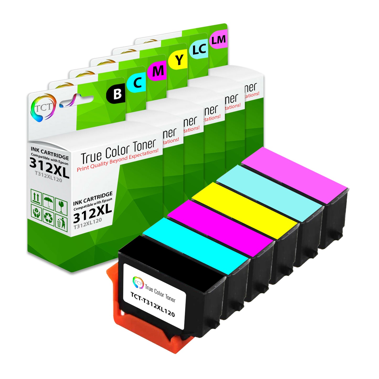 TCT Remanufactured HY Ink Cartridge Replacement for the Epson 312XL Series - 6 Pack (B, C, M, Y)