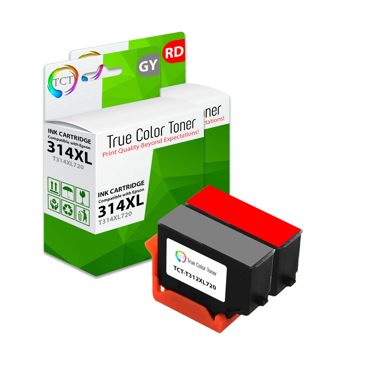 TCT Remanufactured High Yield Ink Cartridge Replacement for the Epson 312XL Series - 2 Pack (LC, LM)