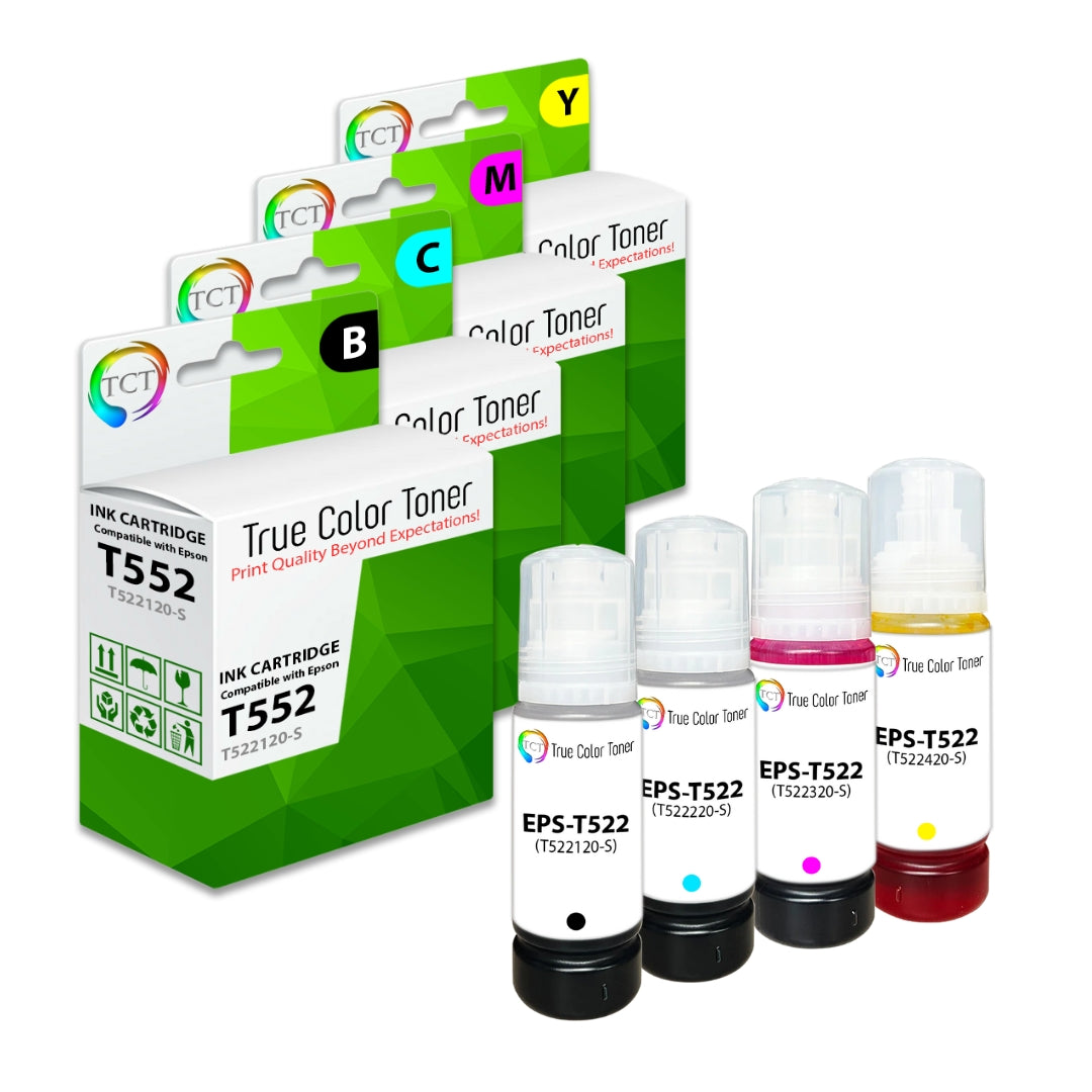 TCT Remanufactured  Ink Cartridge Replacement for the Epson T522 Series - 4 Pack (BCMY)