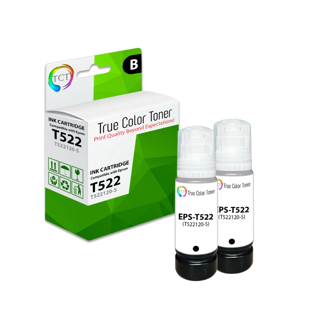 TCT Remanufactured Ink Cartridge Replacement for the Epson T522 Series - 2 Pack Black