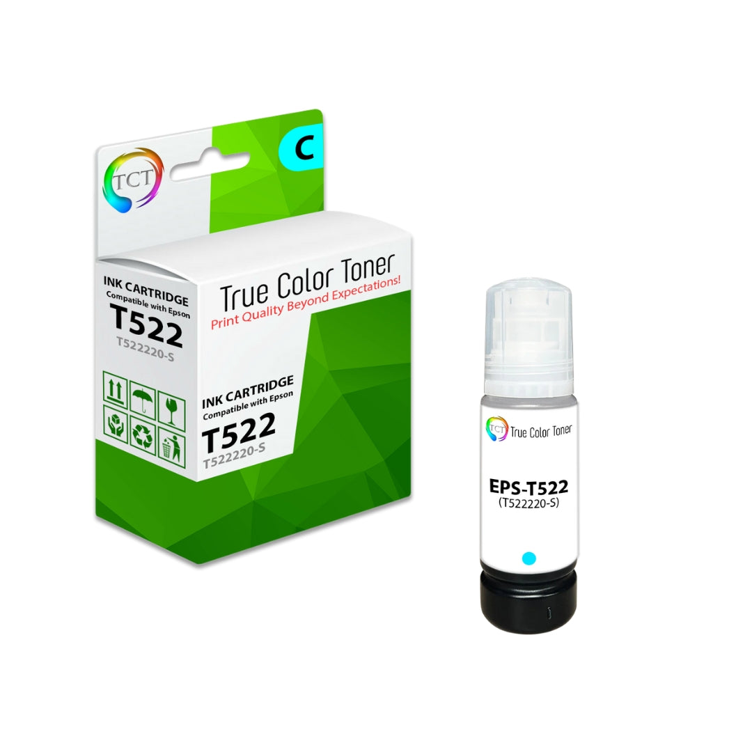 TCT Remanufactured Ink Cartridge Replacement for the Epson T522 Series - 1 Pack Cyan