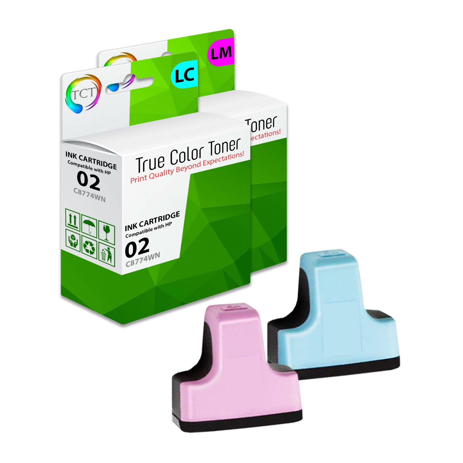 TCT Compatible Ink Cartridge Replacement for the HP 02 Series - 2 Pack (LC, LM)