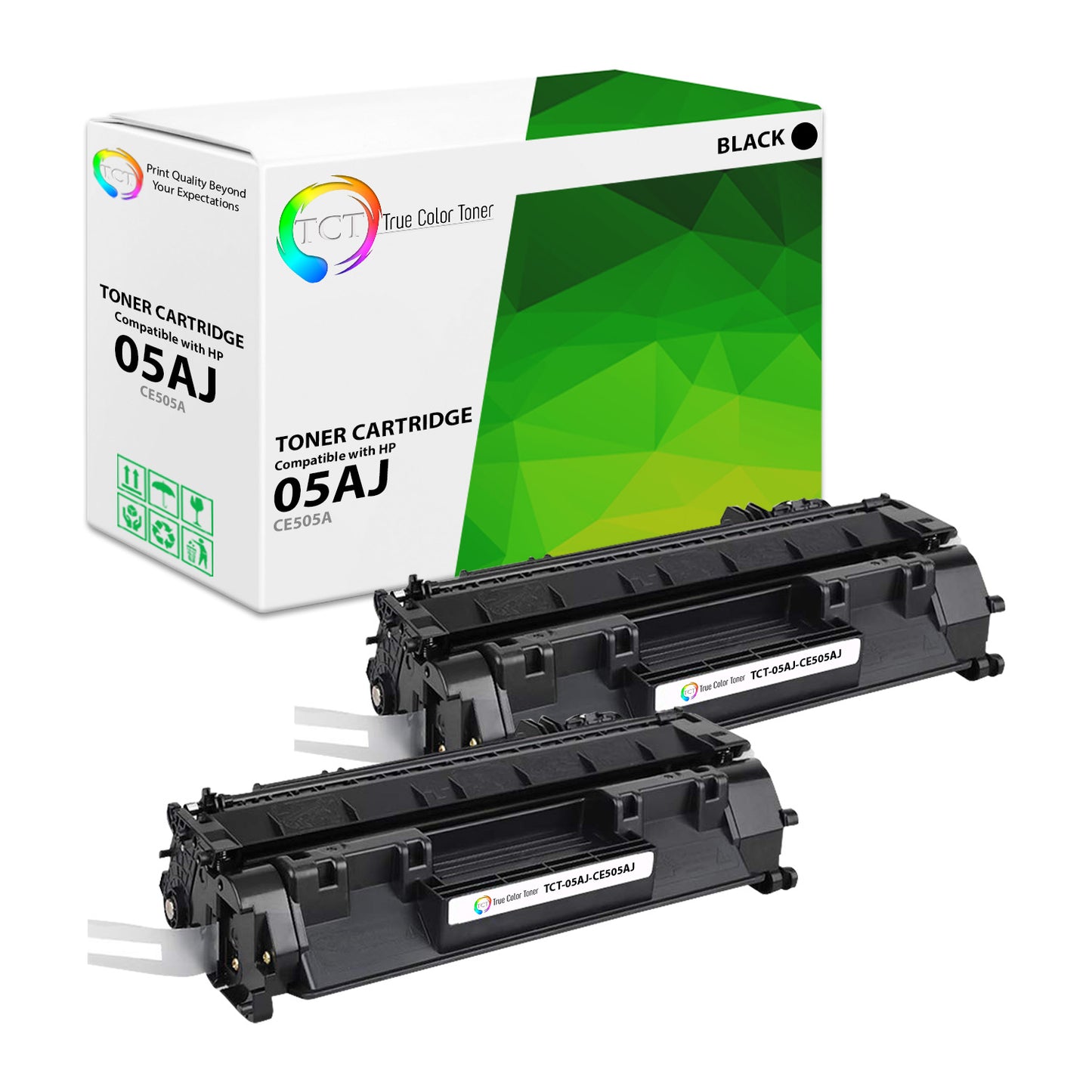 TCT Compatible Jumbo Toner Cartridge Replacement for the HP 05AJ Series - 2 Pack Black