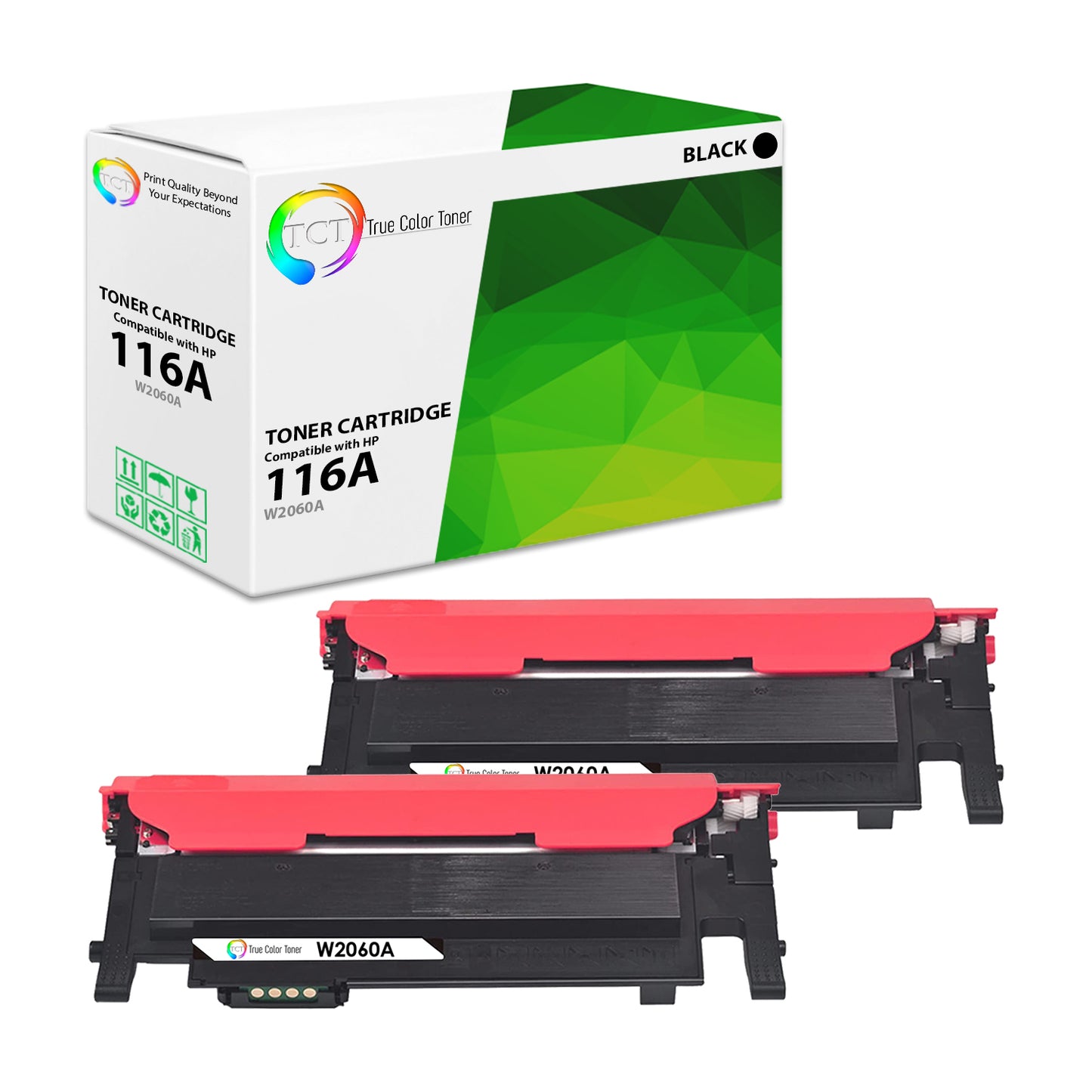 TCT Compatible Toner Cartridge Replacement for the HP 116A Series - 2 Pack Black