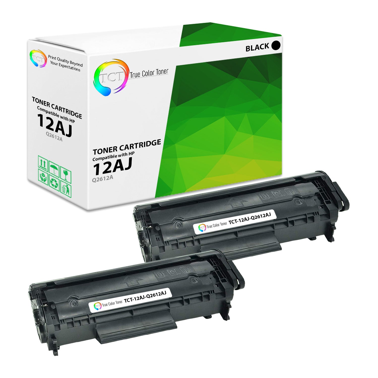 TCT Compatible Jumbo Toner Cartridge Replacement for the HP 12AJ Series - 2 Pack Black