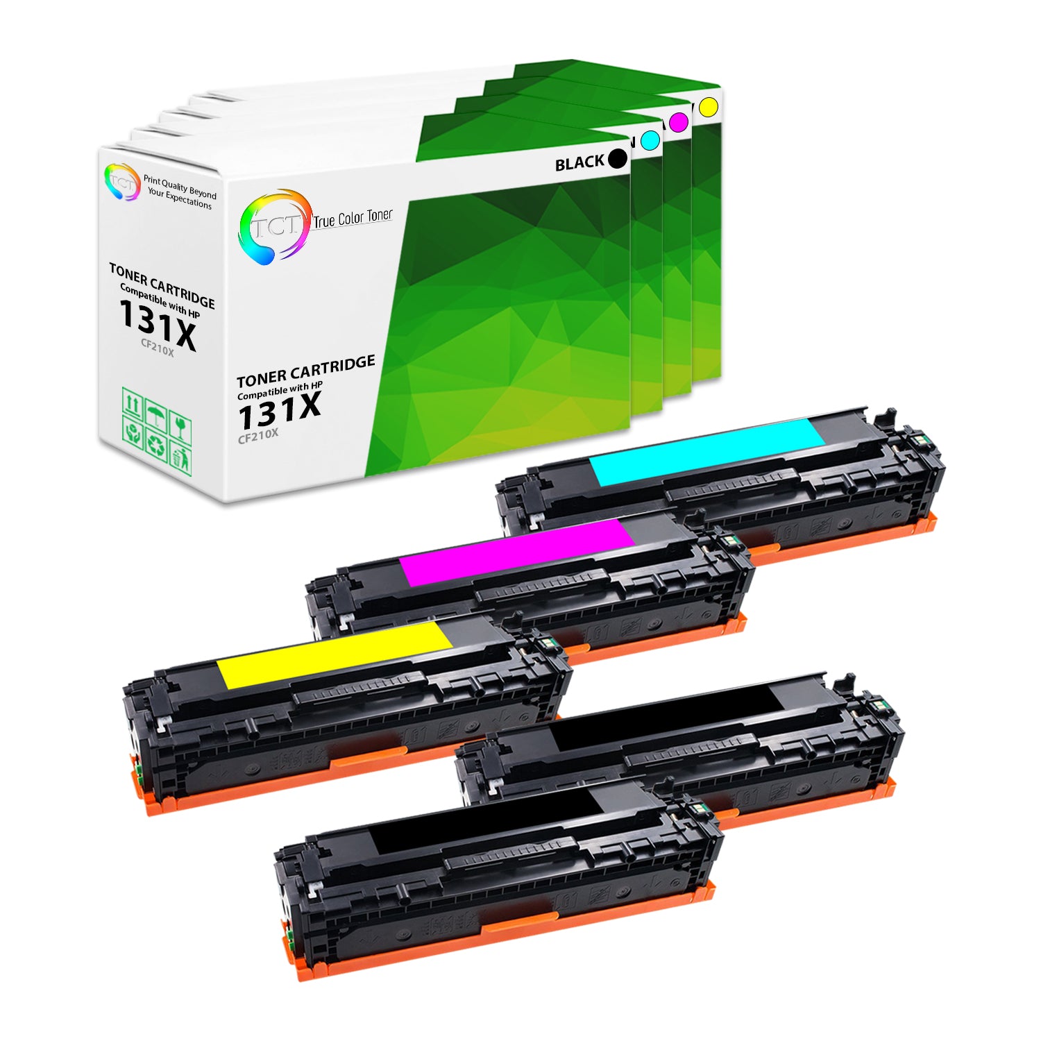 TCT Compatible High Yield Toner Cartridge Replacement for the HP 131X Series - 5 Pack (BK, C, M, Y)