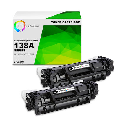 TCT 138A Toner Cartridge 2 Pack - Premium Compatible Replacement for HP 138A W1380A Black - True Color Toner