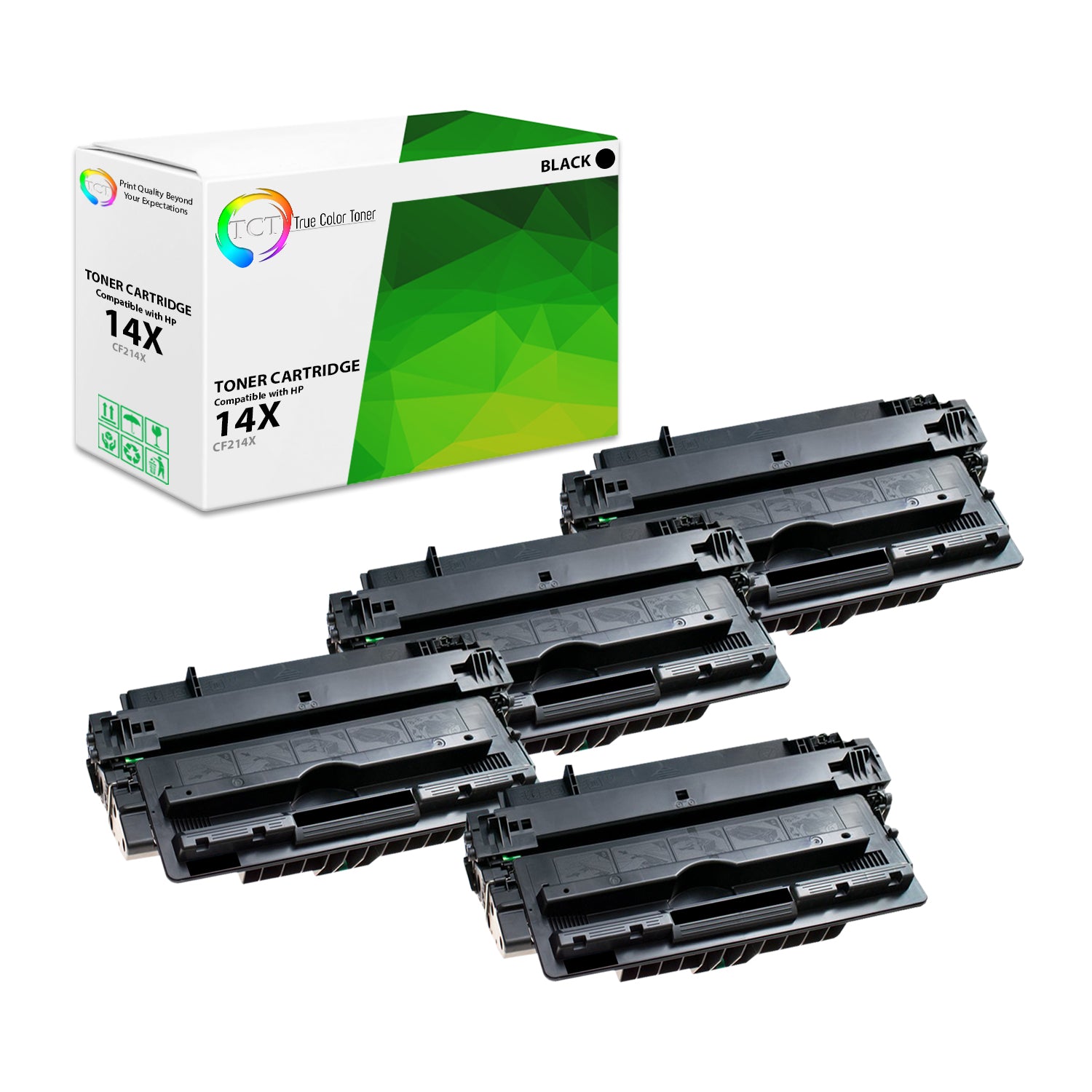 TCT Compatible High Yield Toner Cartridge Replacement for the HP 14X Series - 4 Pack Black