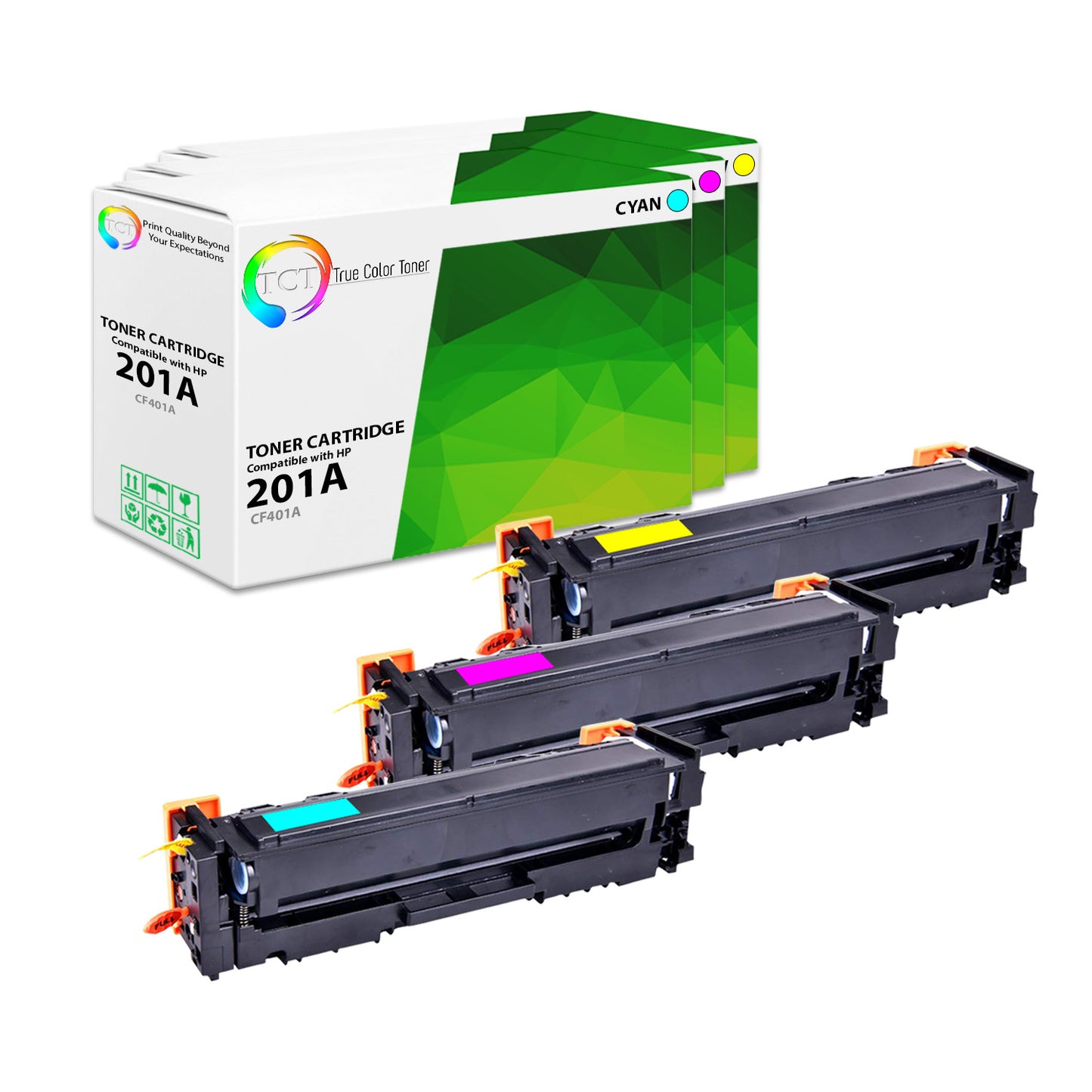 TCT Compatible Toner Cartridge Replacement for the HP 201A Series - 3 Pack (C, M, Y)