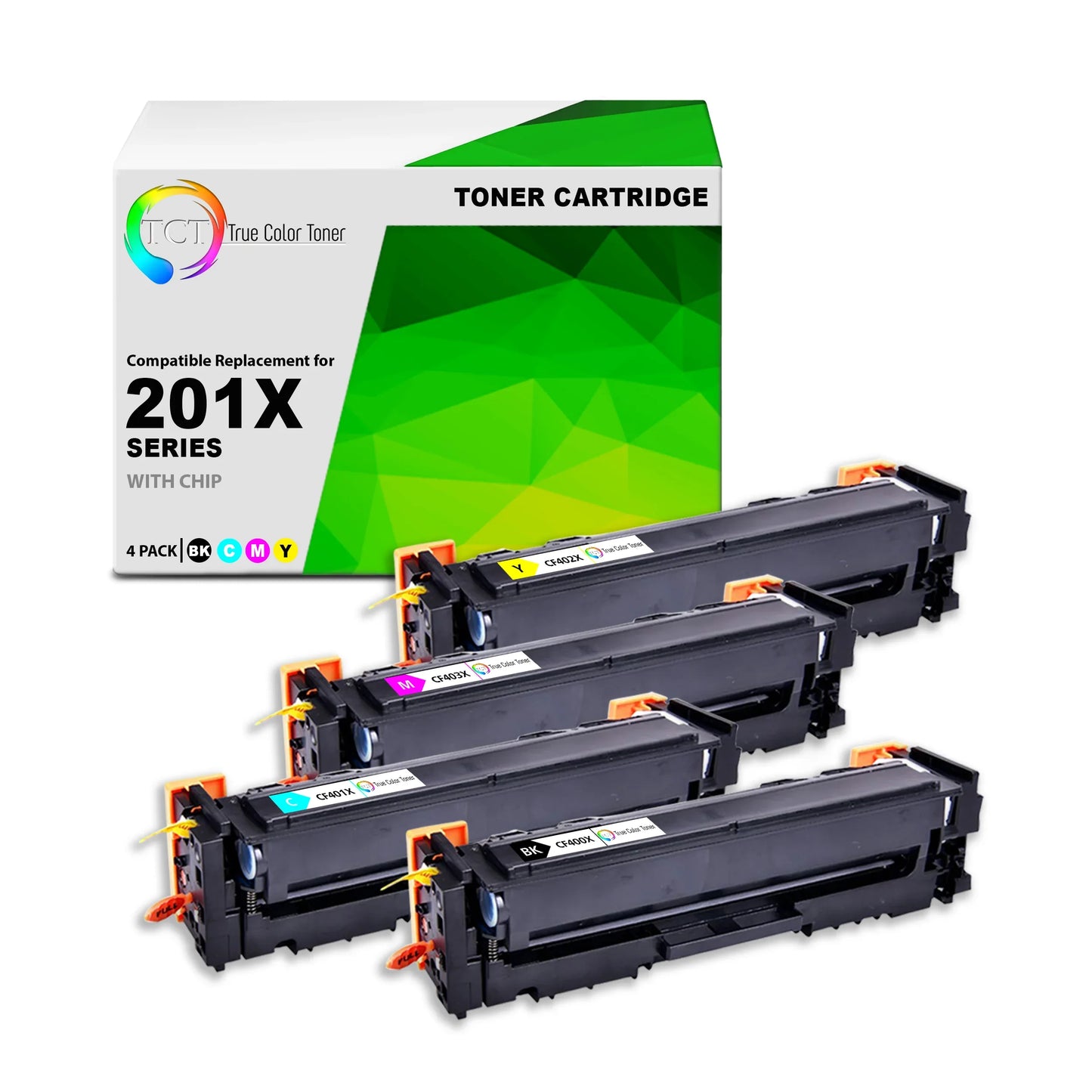 TCT 201X Toner Cartridge 4 Pack - Premium Compatible Replacement for HP 201X CF400X CF401X CF402X CF403X High Yield - True Color Toner