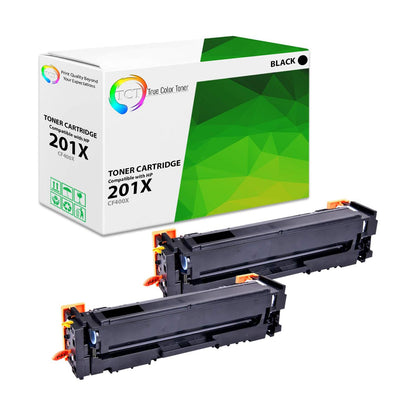 TCT Compatible High Yield Toner Cartridge Replacement for the HP 201X Series - 2 Pack Black