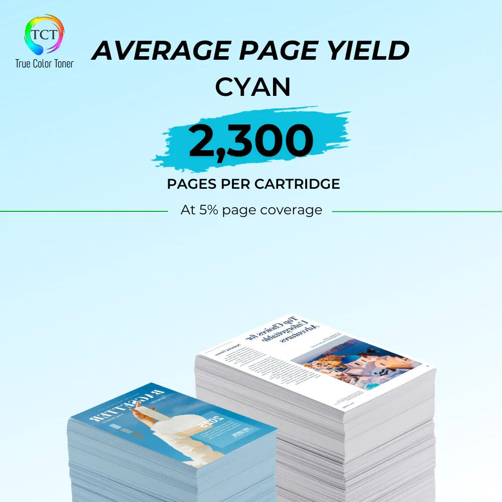 TCT 201X Cyan Toner Cartridge - TAA Compliant Compatible Replacement for HP 201X CF401X High Yield - True Color Toner
