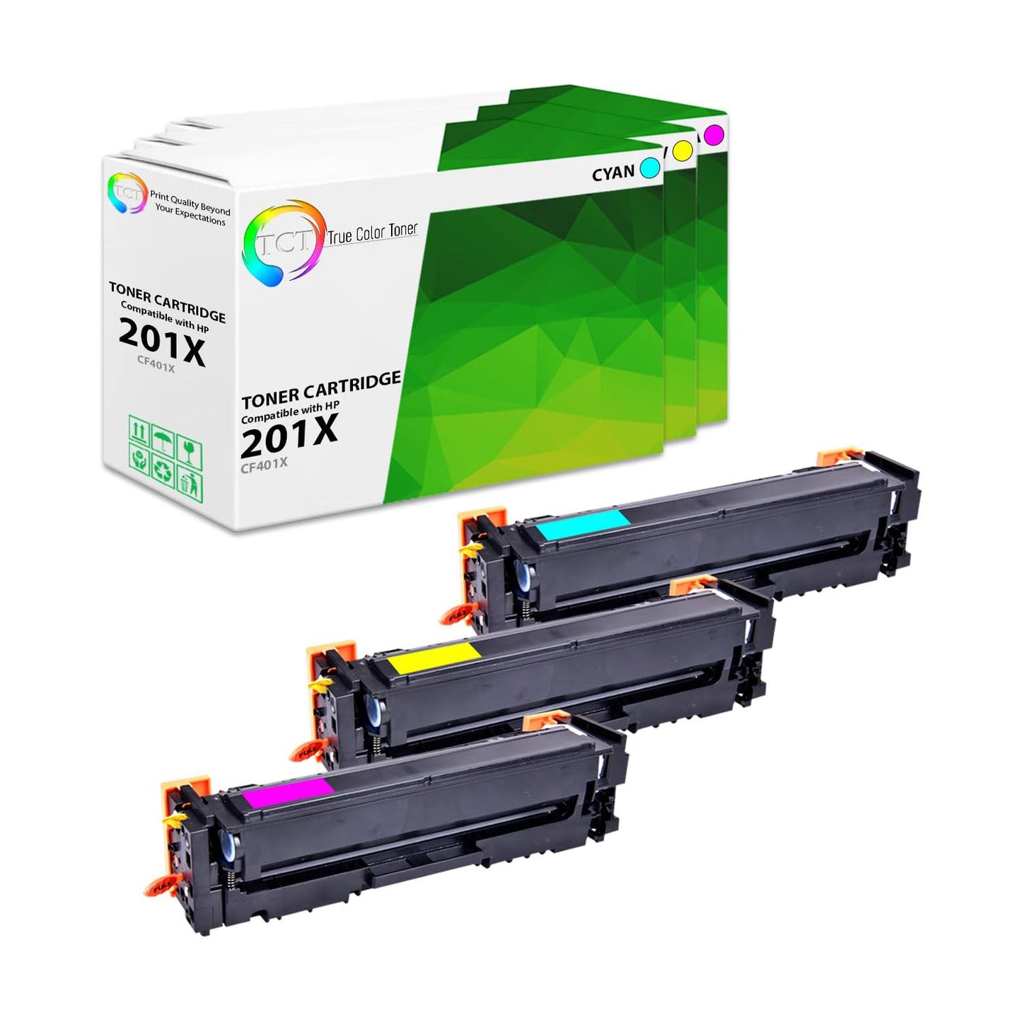 TCT Compatible High Yield Toner Cartridge Replacement for the HP 201X Series - 3 Pack (C, M, Y)
