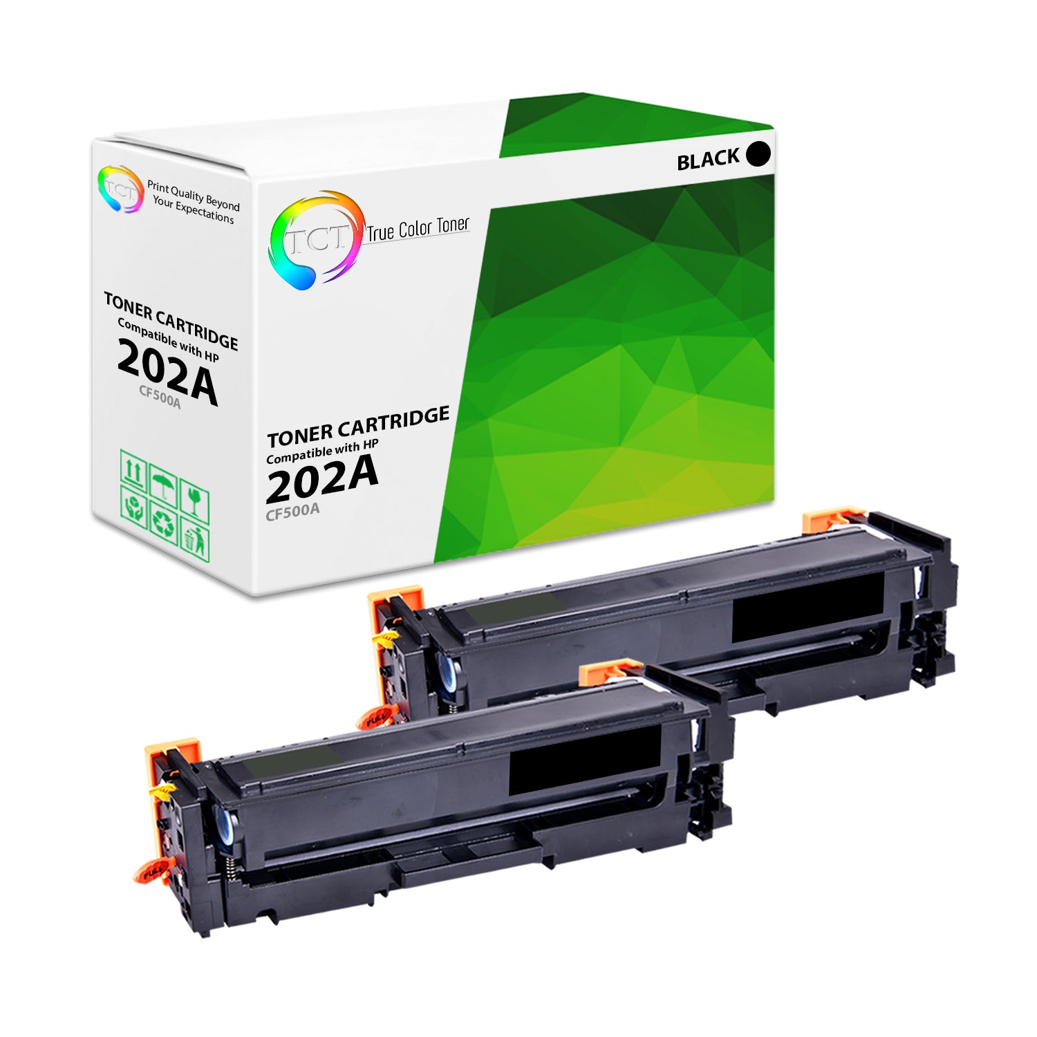 TCT Compatible Toner Cartridge Replacement for the HP 202A Series - 2 Pack Black