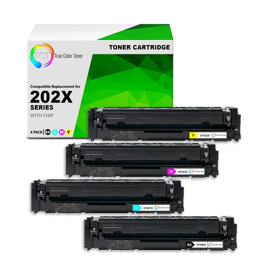 TCT 202X Toner Cartridge 4 Pack - Premium Compatible Replacement for HP 202X CF500X CF501X CF502X CF503X High Yield - True Color Toner