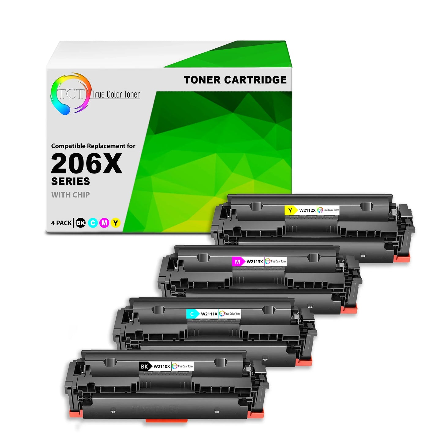 TCT 206X Toner Cartridge 4 Pack - Premium Compatible Replacement for HP 206X W2110X W2111X W2112X W2113X High Yield - True Color Toner