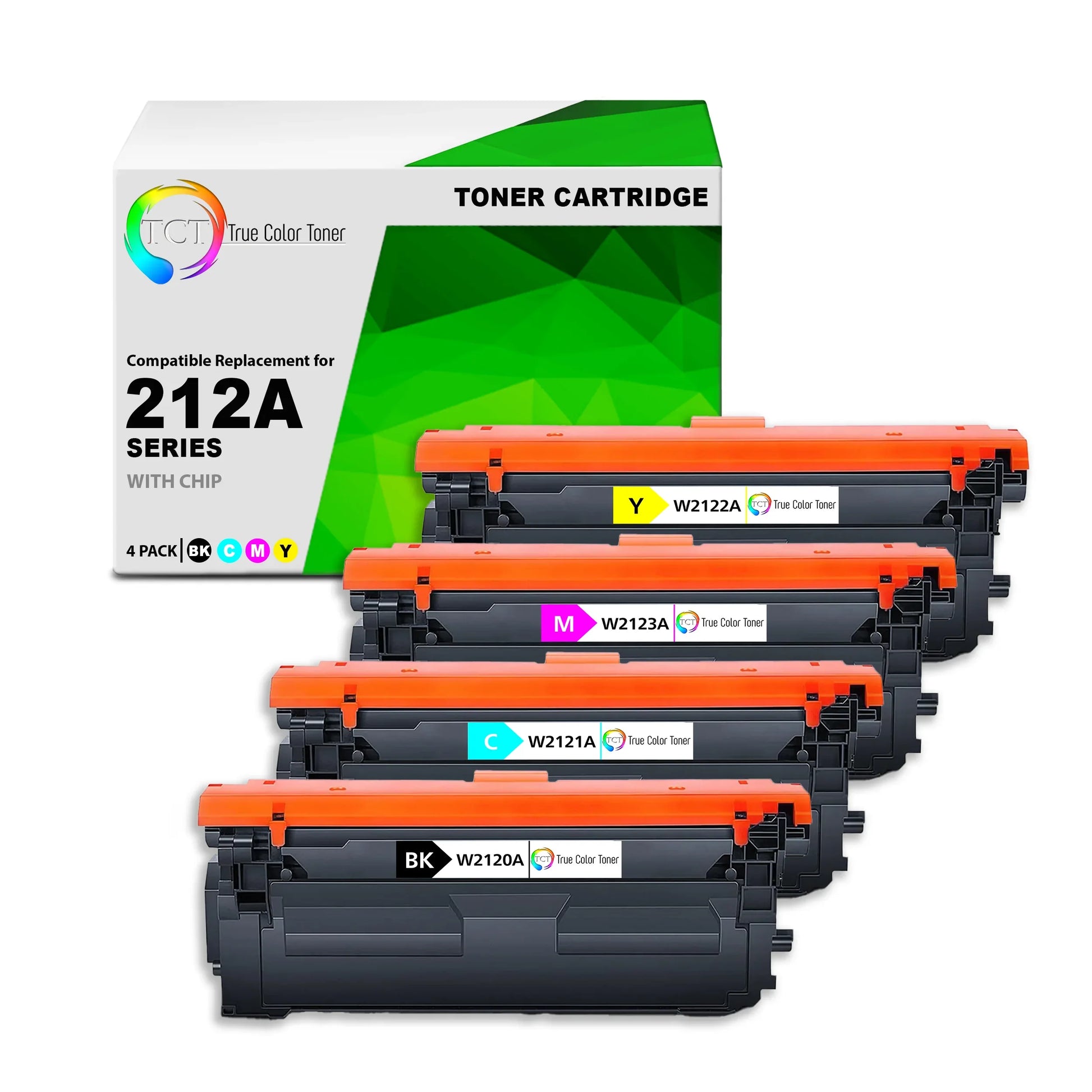 TCT 212A Toner Cartridge 4 Pack - Premium Compatible Replacement for HP 212A W2120A W2121A W2122A W2123A - True Color Toner