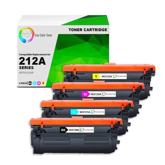 TCT 212A Toner Cartridge 4 Pack - Premium Compatible Replacement for HP 212A W2120A W2121A W2122A W2123A - True Color Toner