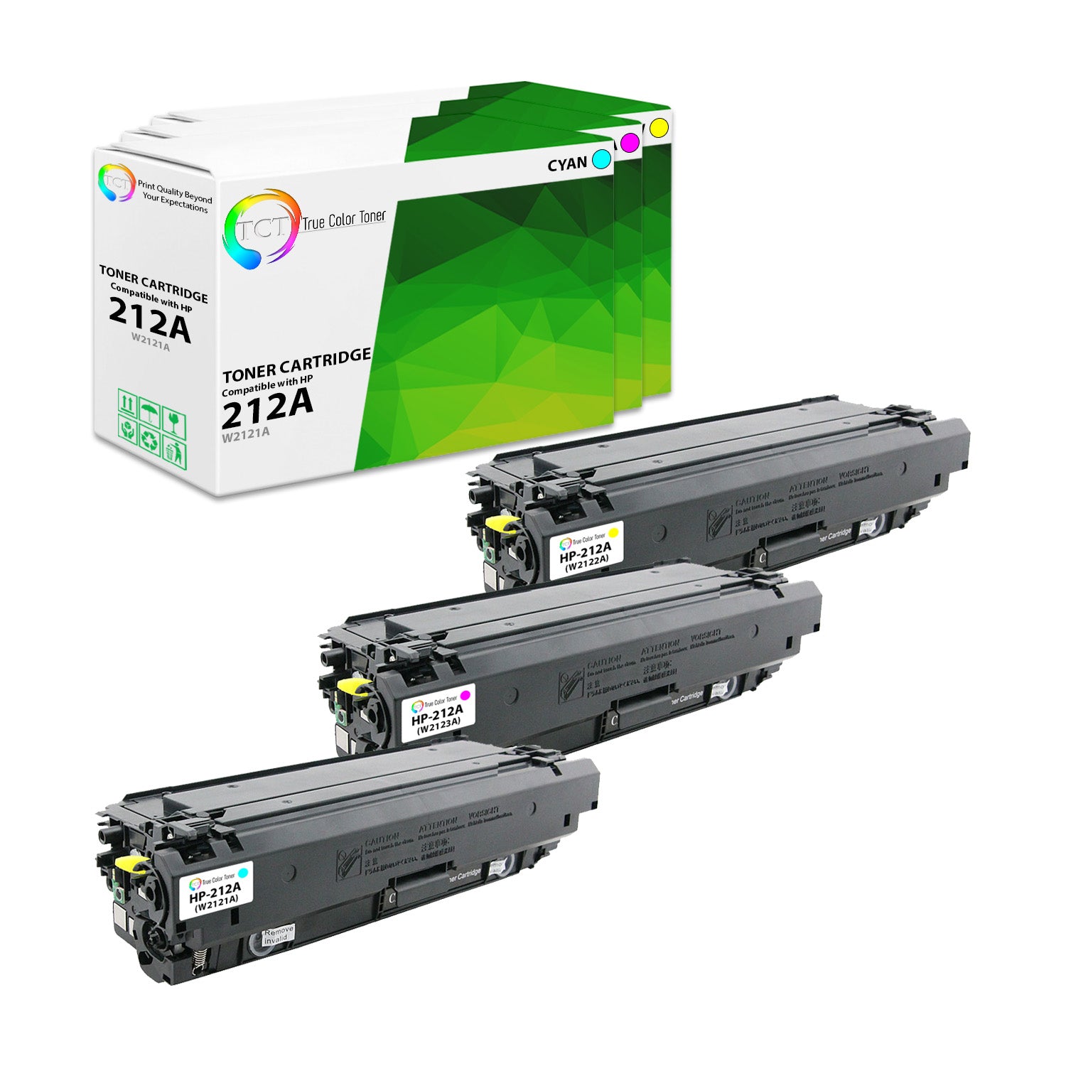 TCT Compatible Toner Cartridge Replacement for the HP 212A Series - 3 Pack (C, M, Y)