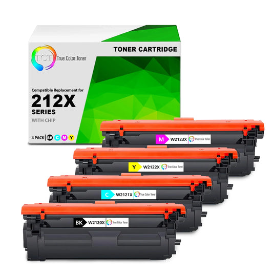 TCT 212X Toner Cartridge 4 Pack - Premium Compatible Replacement for HP 212X W2120X W2121X W2122X W2123X High Yield - True Color Toner