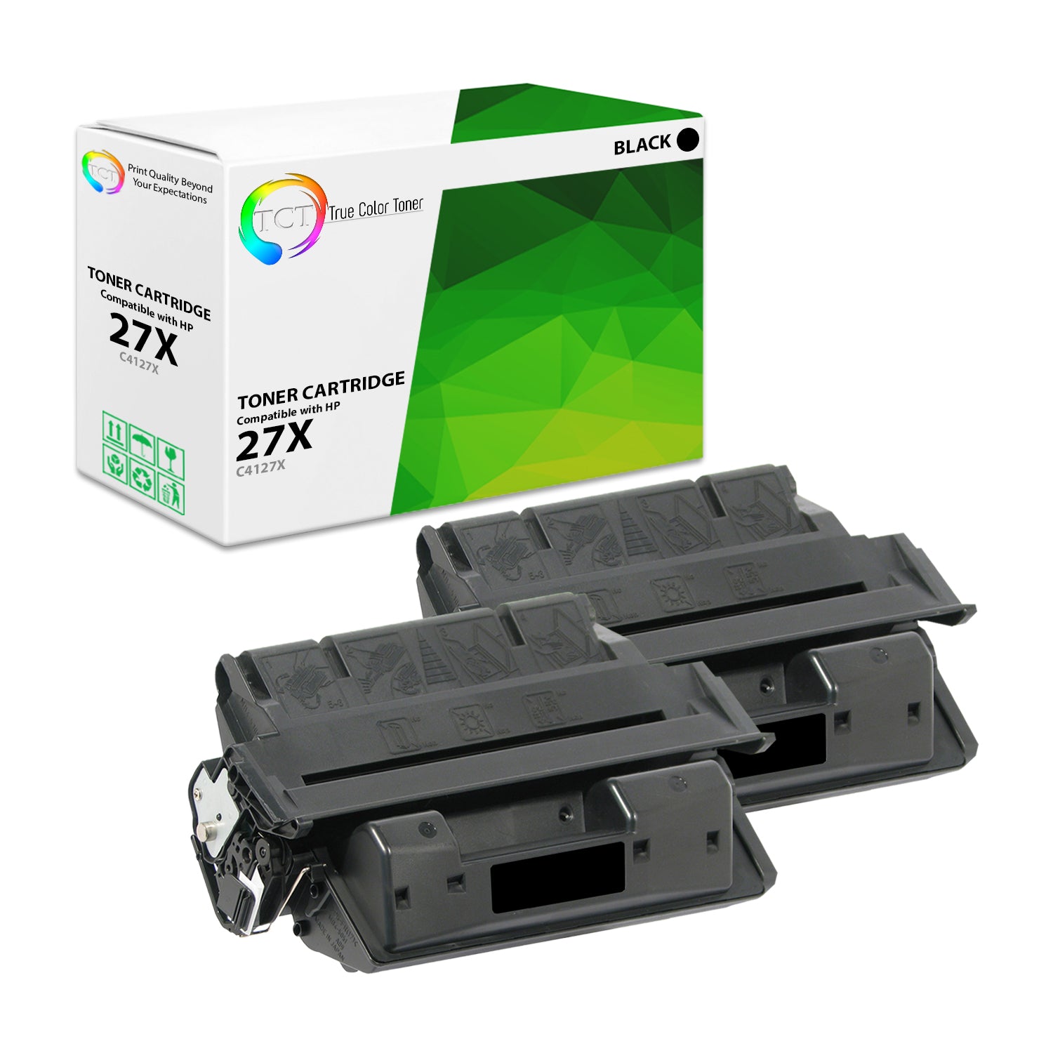 TCT Compatible High Yield Toner Cartridge Replacement for the HP 27X Series - 2 Pack Black