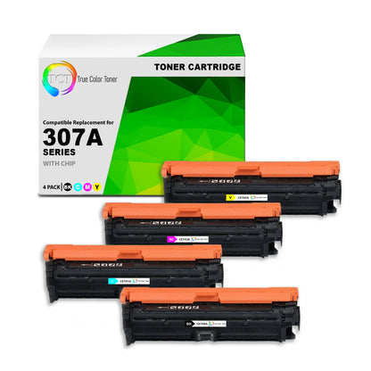 TCT 307A Toner Cartridge 4 Pack - Premium Compatible Replacement for HP 307A CE740A CE741A CE742A CE743A - True Color Toner