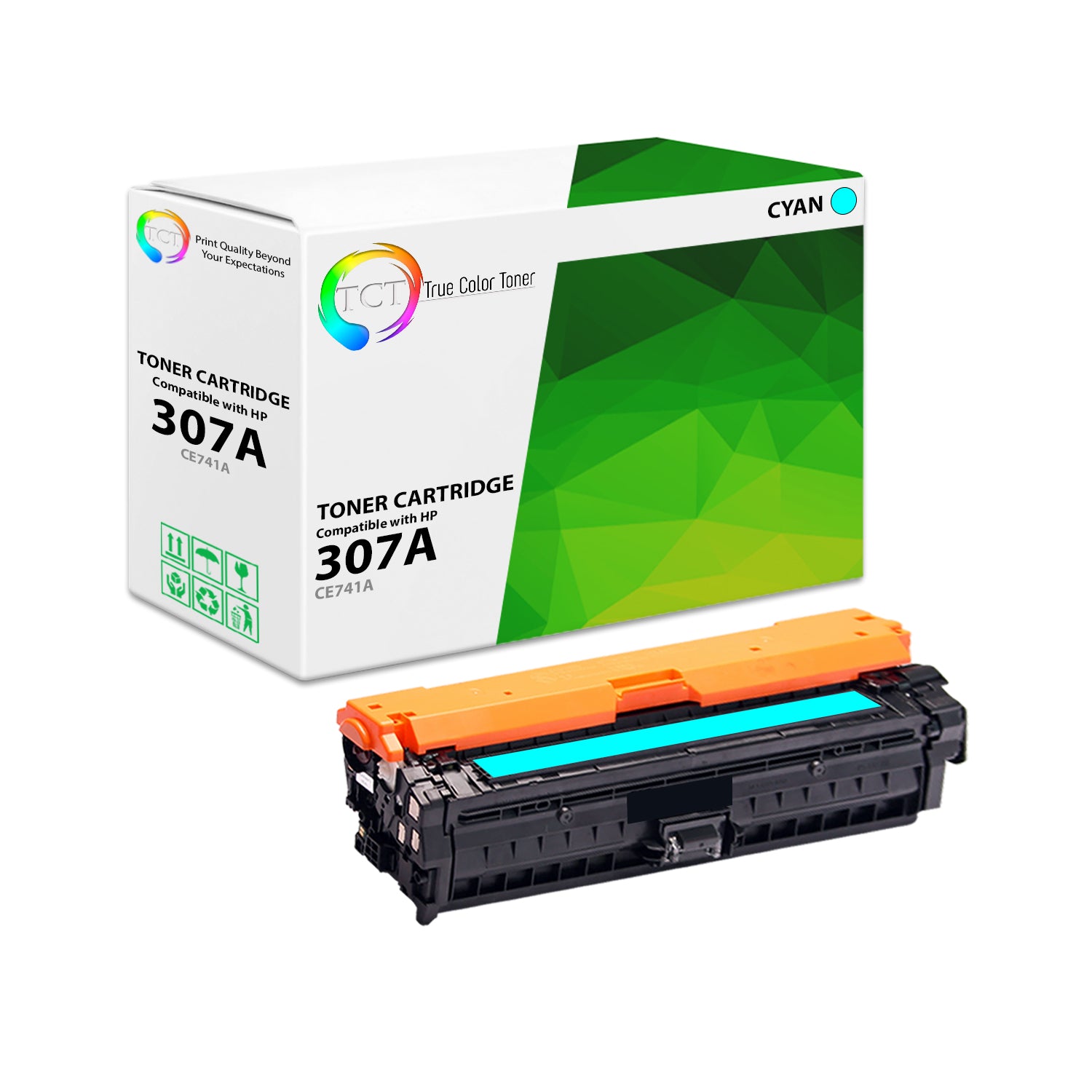 TCT Compatible Toner Cartridge Replacement for the HP 307A Series - 1 Pack Cyan
