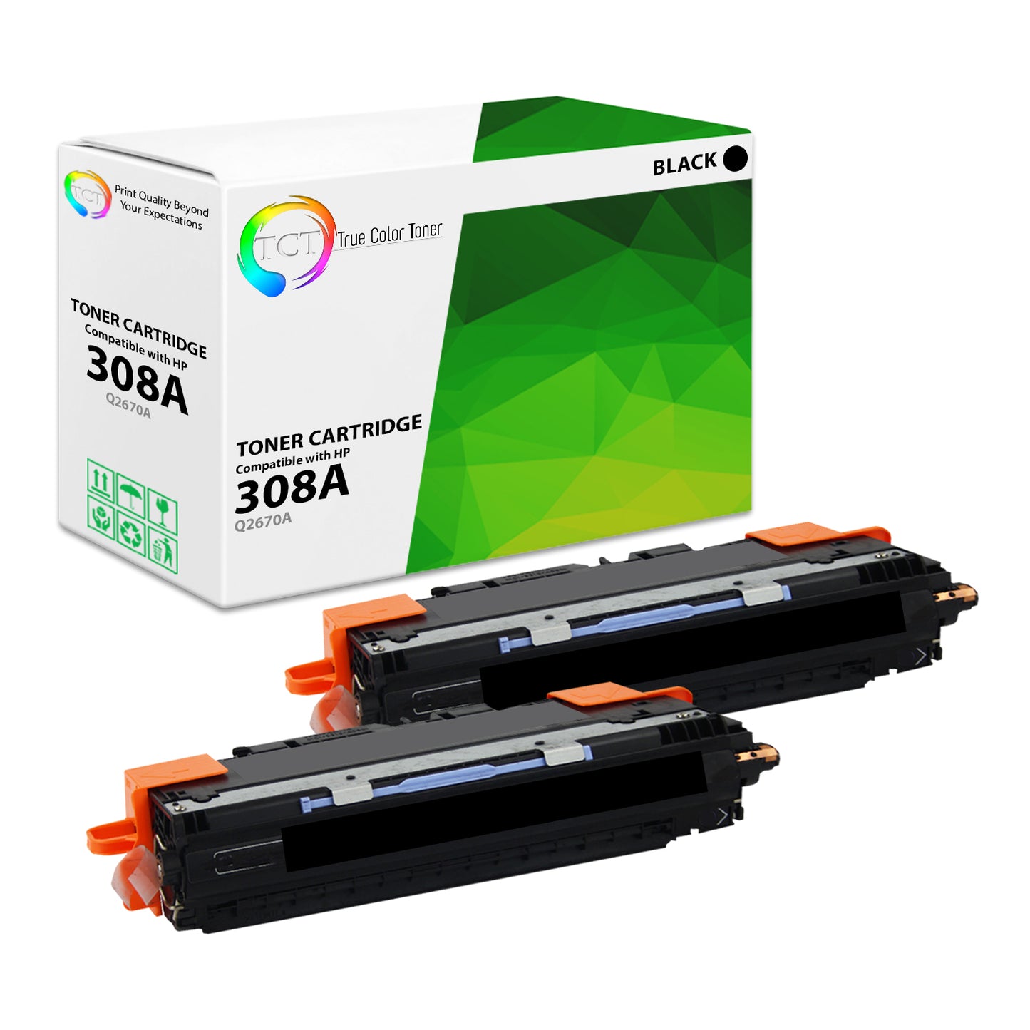 TCT Compatible Toner Cartridge Replacement for the HP 308A Series - 2 Pack Black