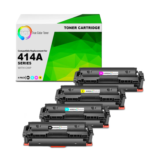 TCT 414A Toner Cartridge 4 Pack - Premium Compatible Replacement for HP 414A W2020A W2021A W2022A W2023A - True Color Toner