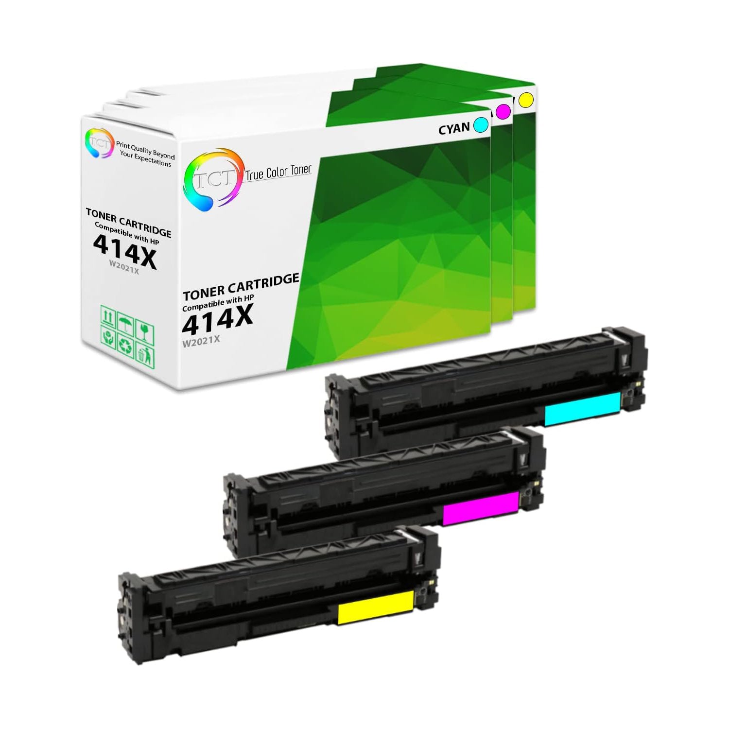 TCT Compatible High Yield Toner Cartridge Replacement for the HP 414X Series - 3 Pack (C, M, Y)