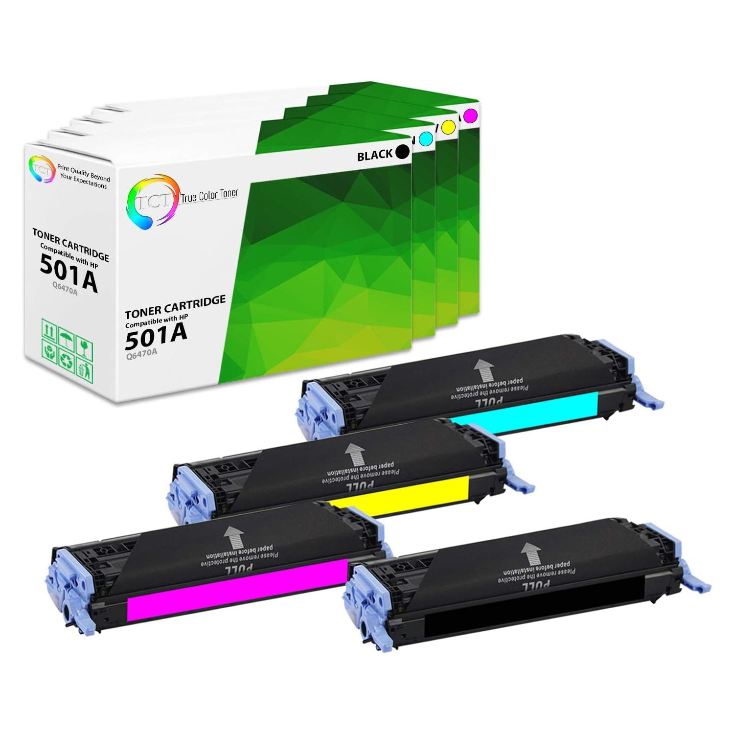TCT Compatible Toner Cartridge Replacement for the HP 501A Series - 4 Pack (BK, C, M, Y)