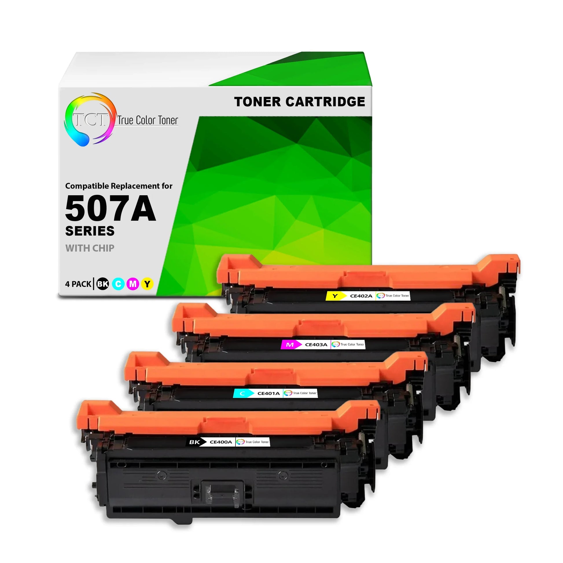TCT 507A Toner Cartridge 4 Pack - Premium Compatible Replacement for HP 507A CE400A CE401A CE402A CE403A - True Color Toner