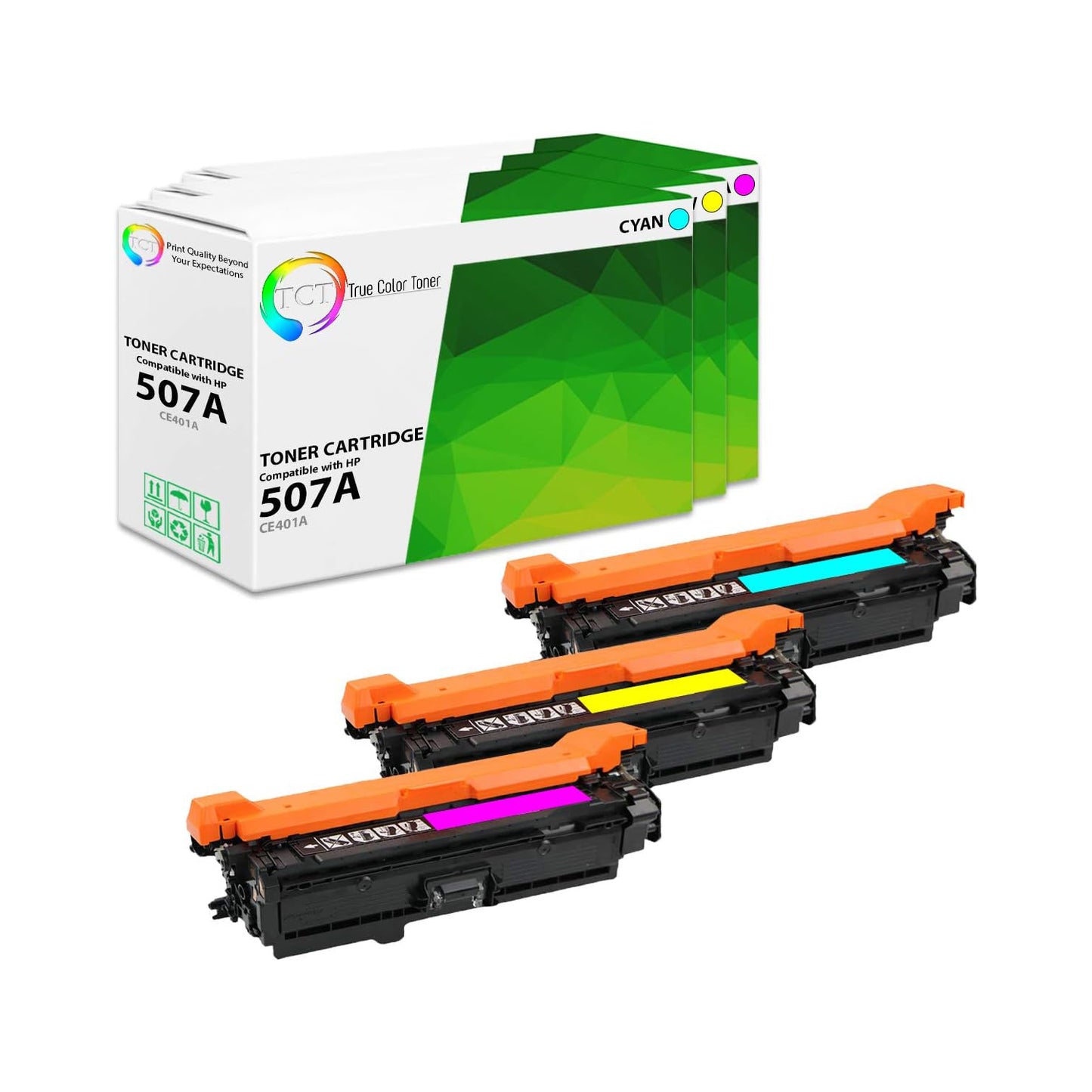 TCT Compatible Toner Cartridge Replacement for the HP 507A Series - 3 Pack (C, M, Y)