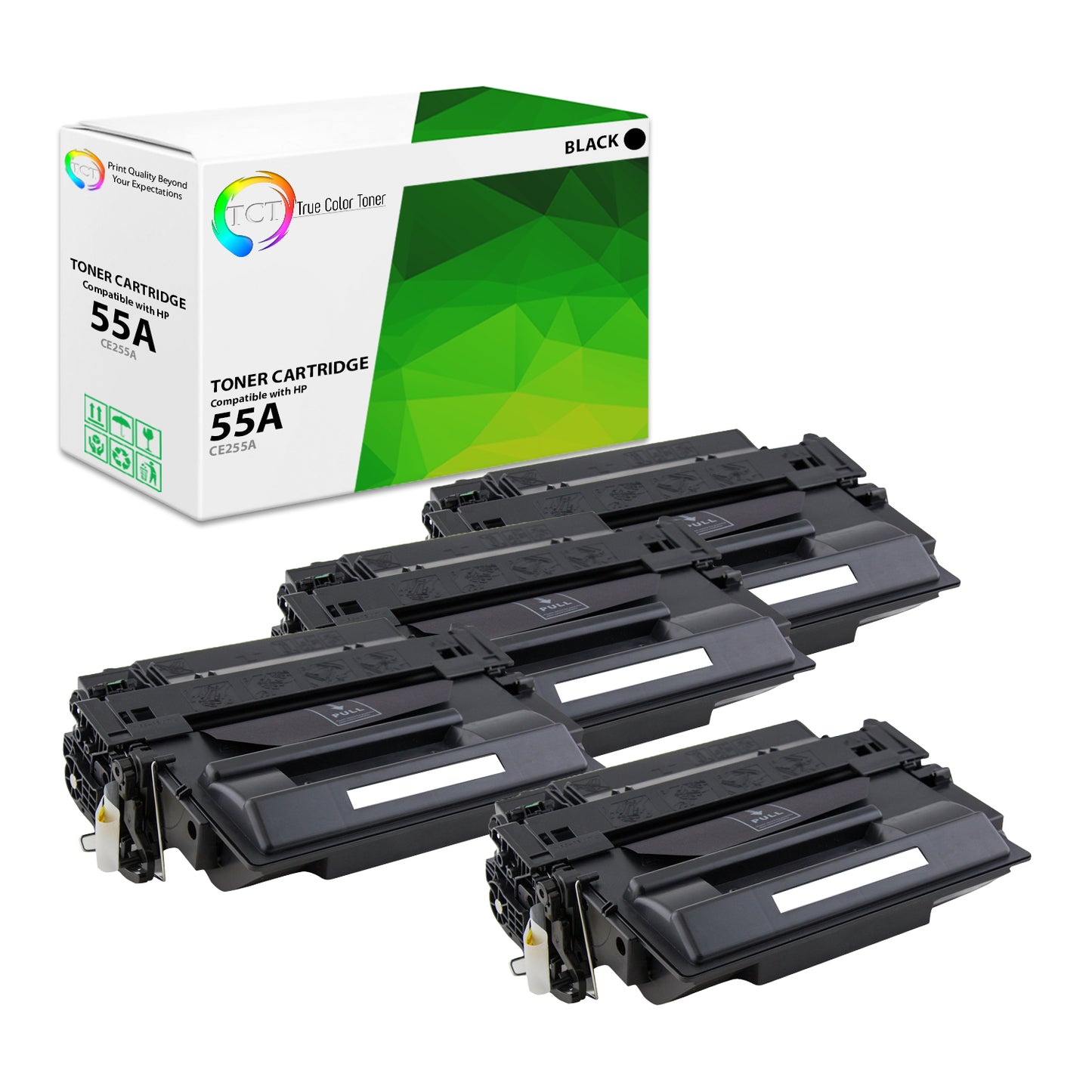 TCT Compatible Toner Cartridge Replacement for the HP 55A Series - 4 Pack Black