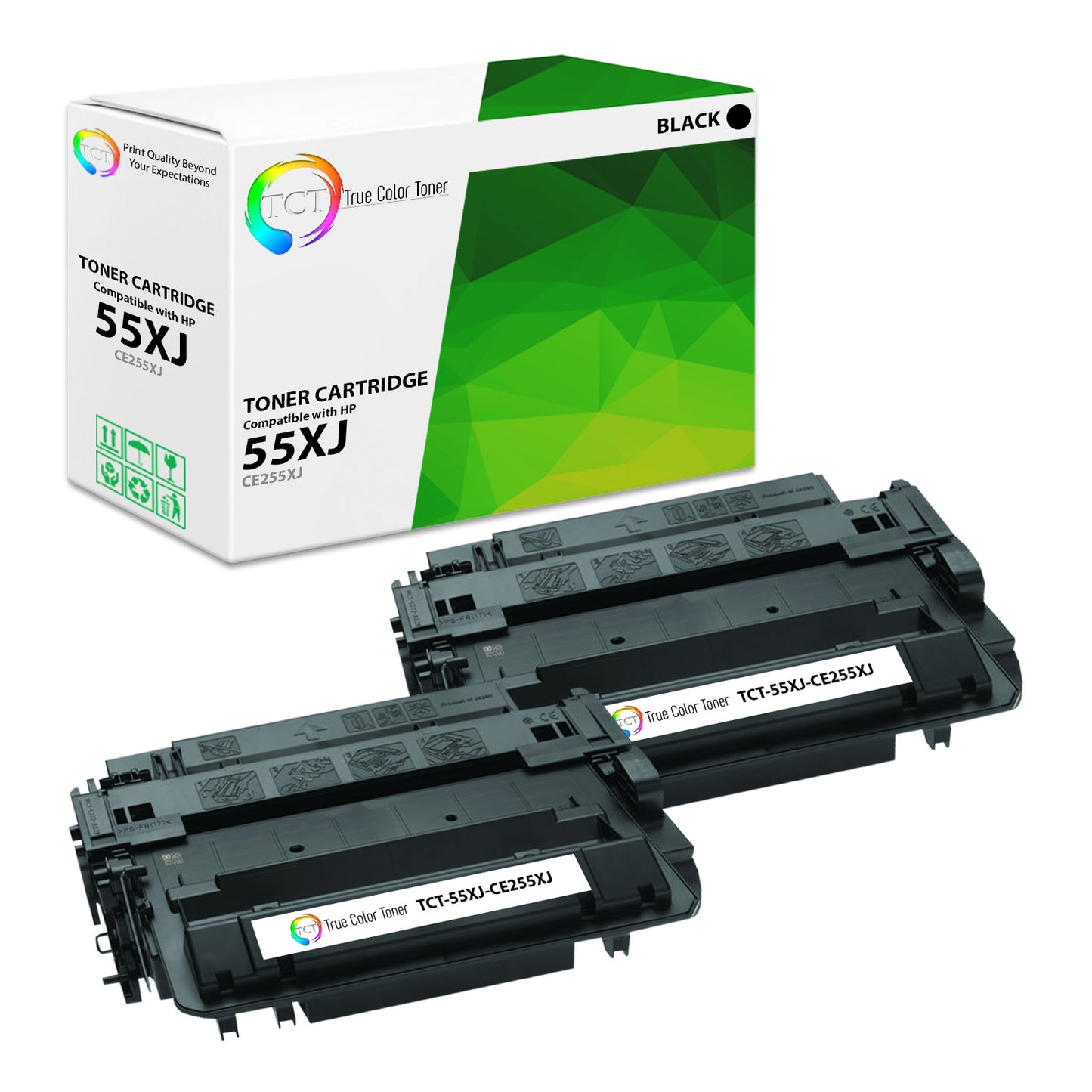 TCT Compatible High Yield Jumbo Toner Cartridge Replacement for the HP 55XJ Series - 2 Pack Black
