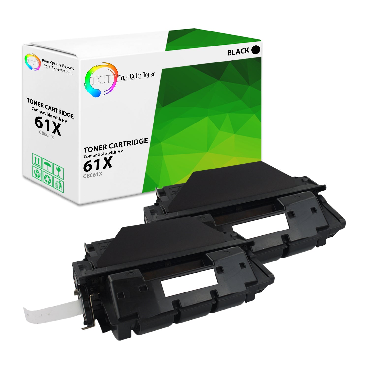 TCT Compatible High Yield Toner Cartridge Replacement for the HP 61X Series - 2 Pack Black
