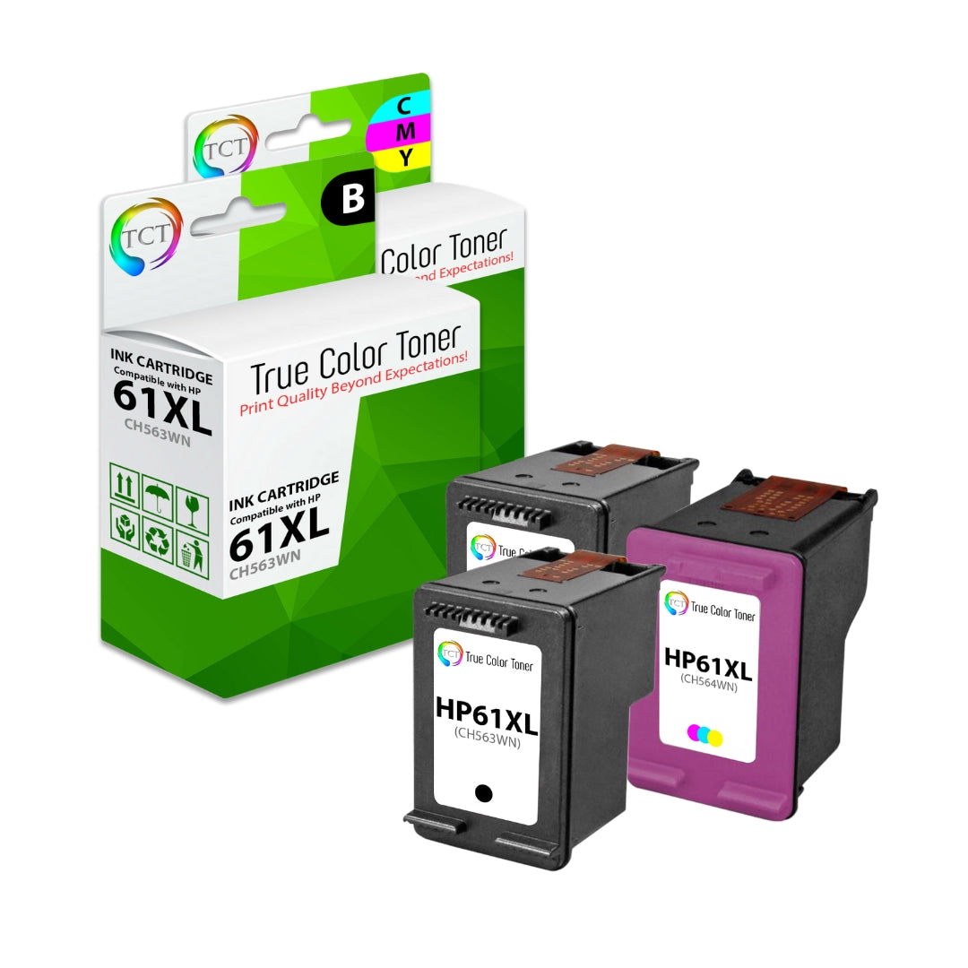 TCT Compatible HY Ink Cartridge Replacement for the HP 61XL Series - 3 Pack (2 BK, 1 CL)