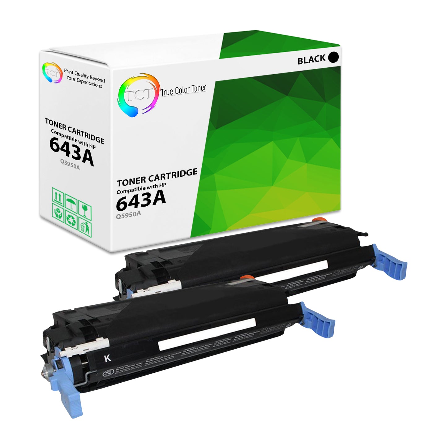TCT Compatible Toner Cartridge Replacement for the HP 643A Series - 2 Pack Black
