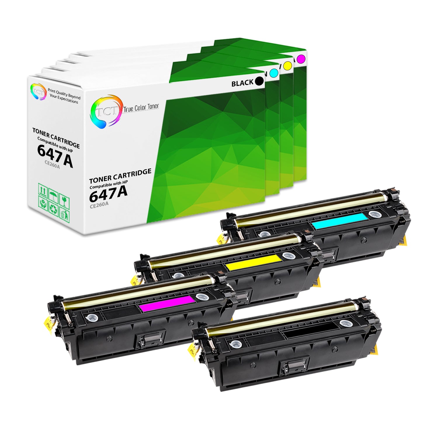 TCT Compatible Toner Cartridge Replacement for the HP 647A Series - 4 Pack (BK, C, M, Y)