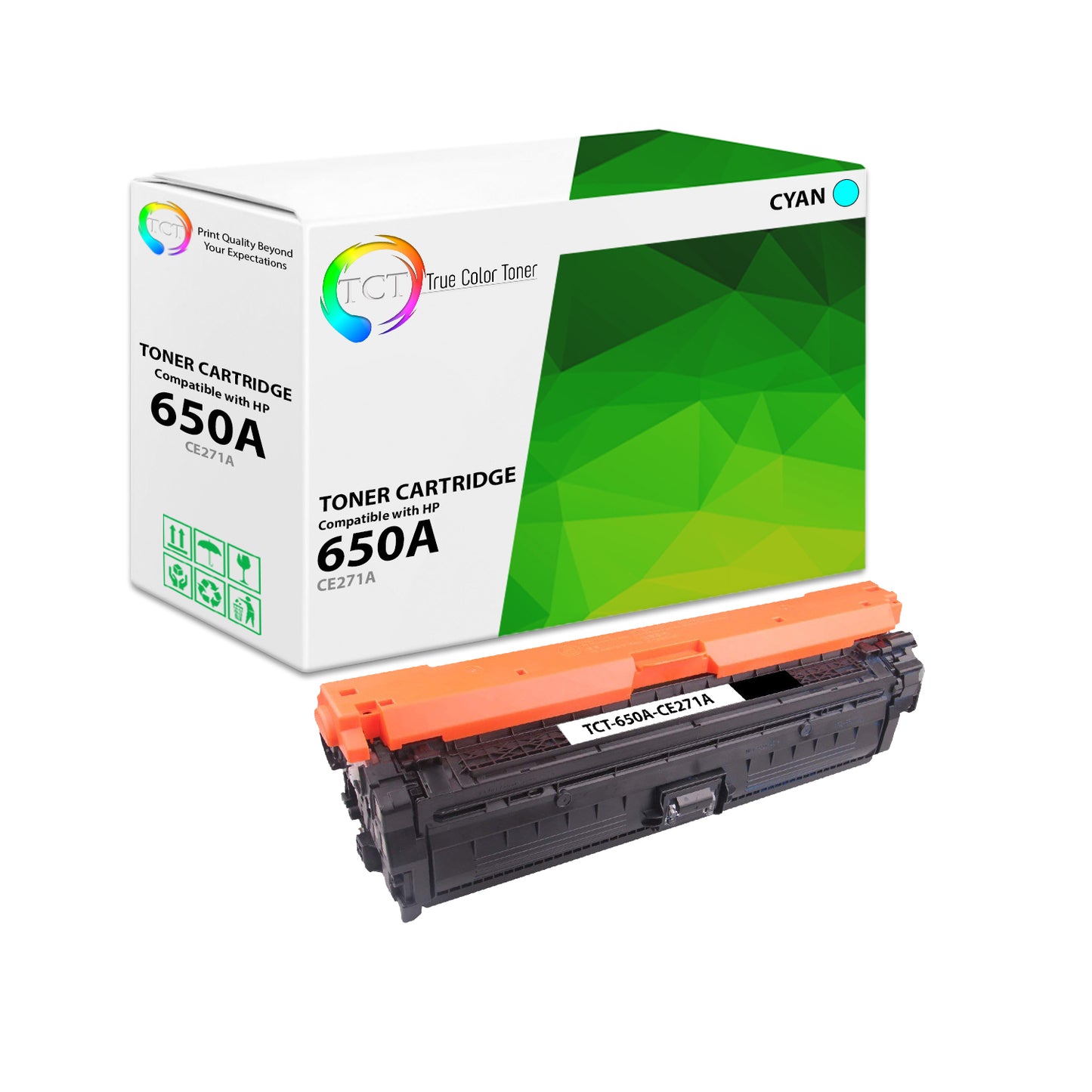 TCT Compatible Toner Cartridge Replacement for the HP 650A Series - 1 Pack Cyan