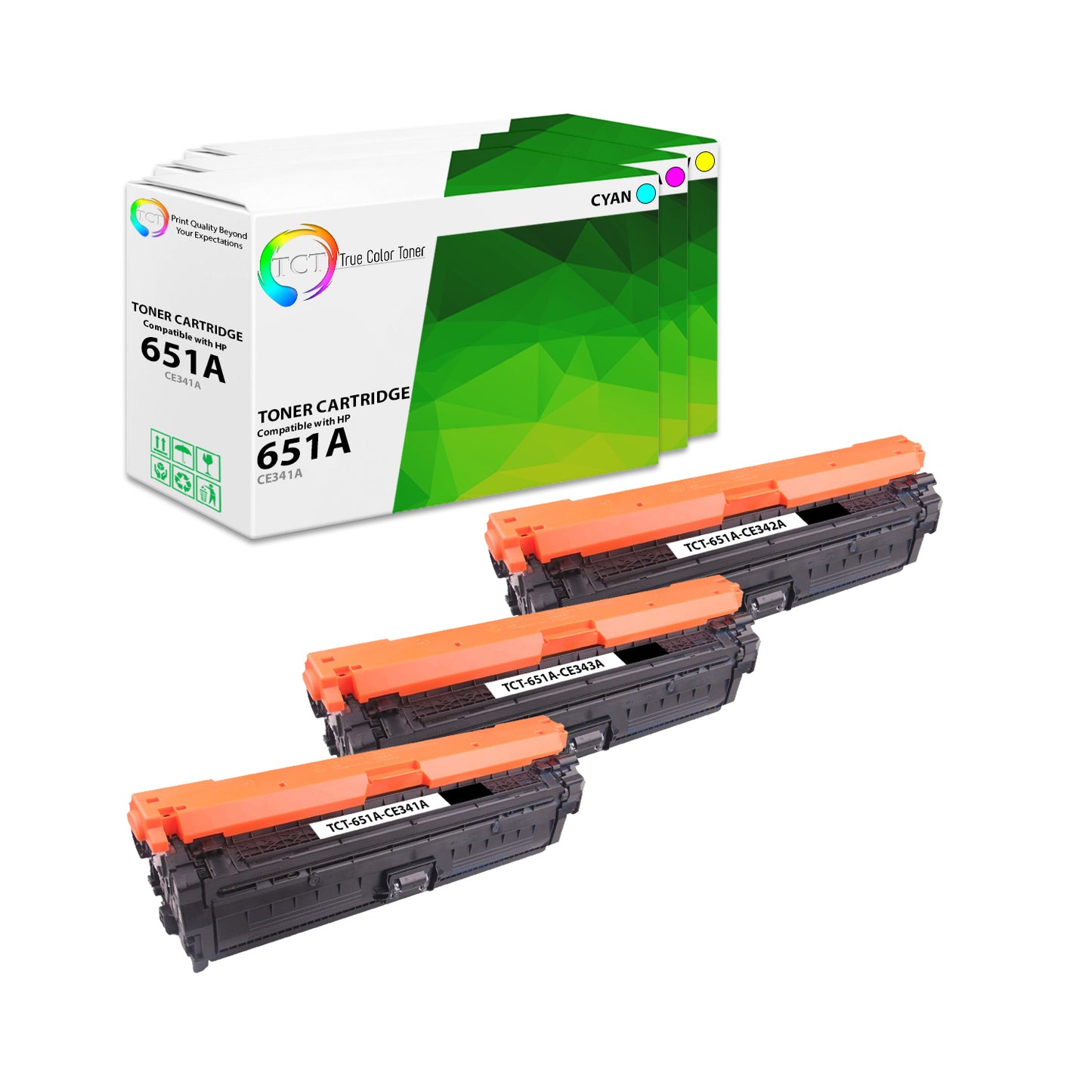 TCT Compatible Toner Cartridge Replacement for the HP 651A Series - 3 Pack (C, M, Y)