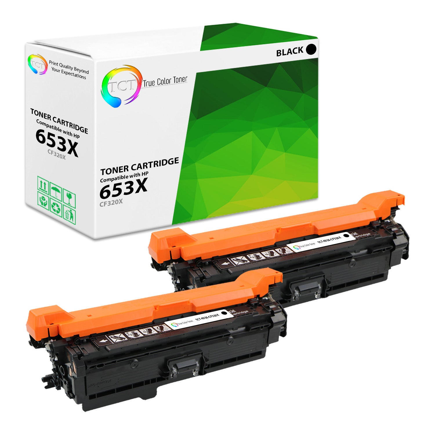 TCT Compatible High Yield Toner Cartridge Replacement for the HP 653X Series - 2 Pack Black