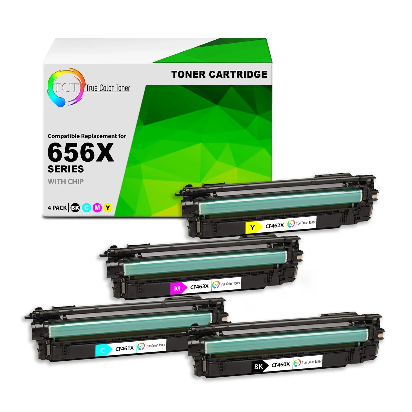 TCT 656X Toner Cartridge 4 Pack - Premium Compatible Replacement for HP 656X CF460X CF461X CF462X CF463X High Yield - True Color Toner