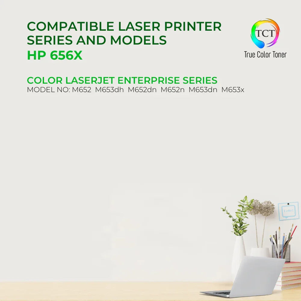 TCT 656X Toner Cartridge 4 Pack - Premium Compatible Replacement for HP 656X CF460X CF461X CF462X CF463X High Yield - True Color Toner